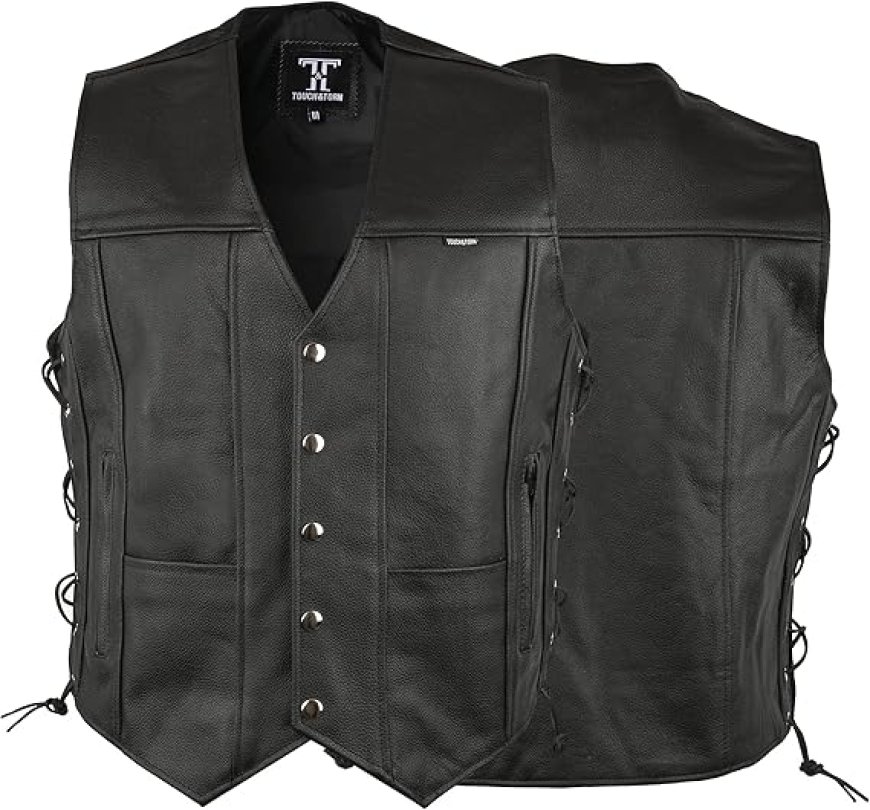 Classic Meets Contemporary: Men’s Plain Black Leather Vest by Las Vegas Jacket
